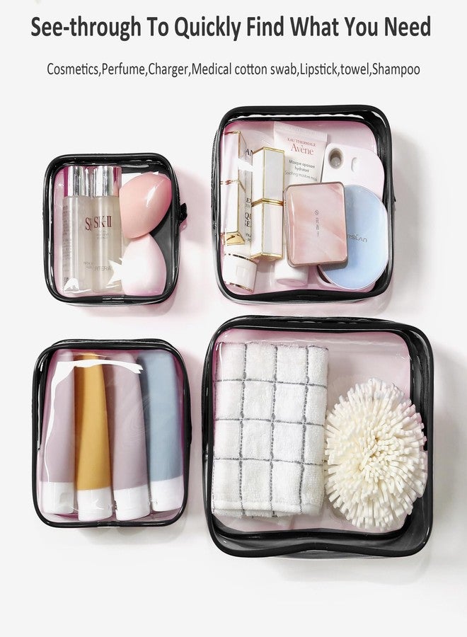 LETGO 4 Pack Clear Toiletry Bag, Portable Travel Makeup Pouch with Zipper, TSA Approved Organizer, PVC Cosmetic for Airport Airline Compliant (Black, Pack of 4) - Image 4