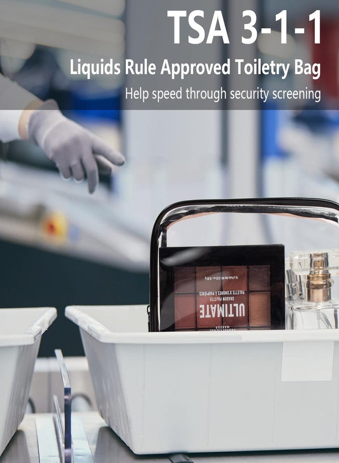 LETGO 4 Pack Clear Toiletry Bag, Portable Travel Makeup Pouch with Zipper, TSA Approved Organizer, PVC Cosmetic for Airport Airline Compliant (Black, Pack of 4) - Image 2