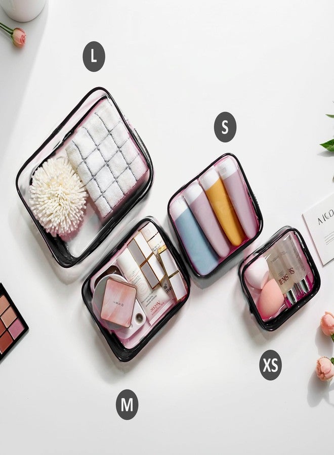 LETGO 4 Pack Clear Toiletry Bag, Portable Travel Makeup Pouch with Zipper, TSA Approved Organizer, PVC Cosmetic for Airport Airline Compliant (Black, Pack of 4) - Image 3