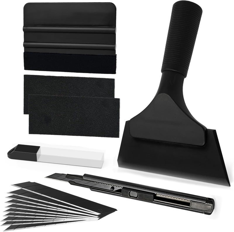Ehdis Window Tint Film Cars Tool Set, Packaging Install Window Tint Film, Includes Felt Squeegee, Cutter and Cleaning Squeegees, Black - Image 1