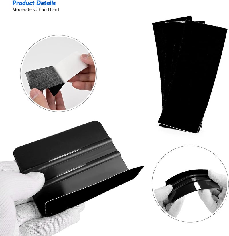 Ehdis Window Tint Film Cars Tool Set, Packaging Install Window Tint Film, Includes Felt Squeegee, Cutter and Cleaning Squeegees, Black - Image 4