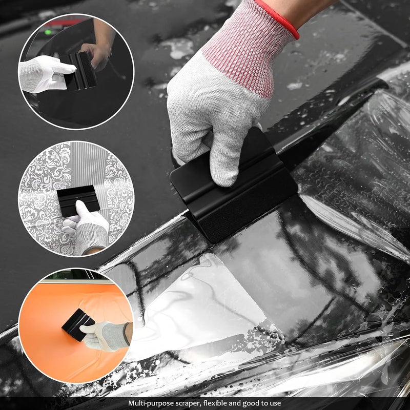 Ehdis Window Tint Film Cars Tool Set, Packaging Install Window Tint Film, Includes Felt Squeegee, Cutter and Cleaning Squeegees, Black - Image 5