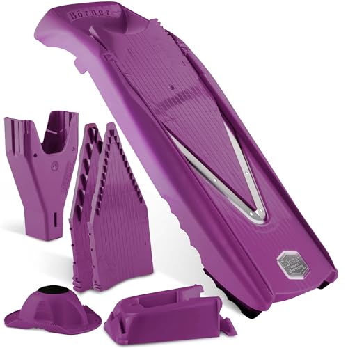 Börner Mandoline Food Slicer Börner V5 (Profi Set) by Reston Lloyd • V-Slicer with 4 Inserts, Docking Station & Food Holder • Made in Germany • Fruit & Vegetable Chopper • Multiple Settings • Color: Purple - Image 5