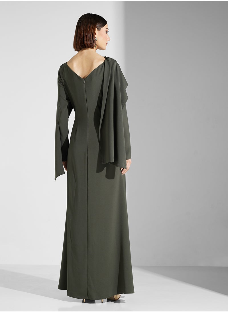 Iyra Boat Neck Layered Maxi Dress  - Image 2