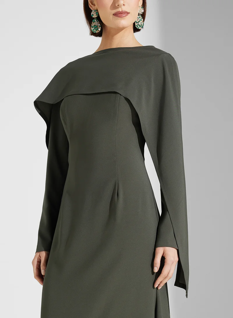 Iyra Overlay Sleeve Gown Dress