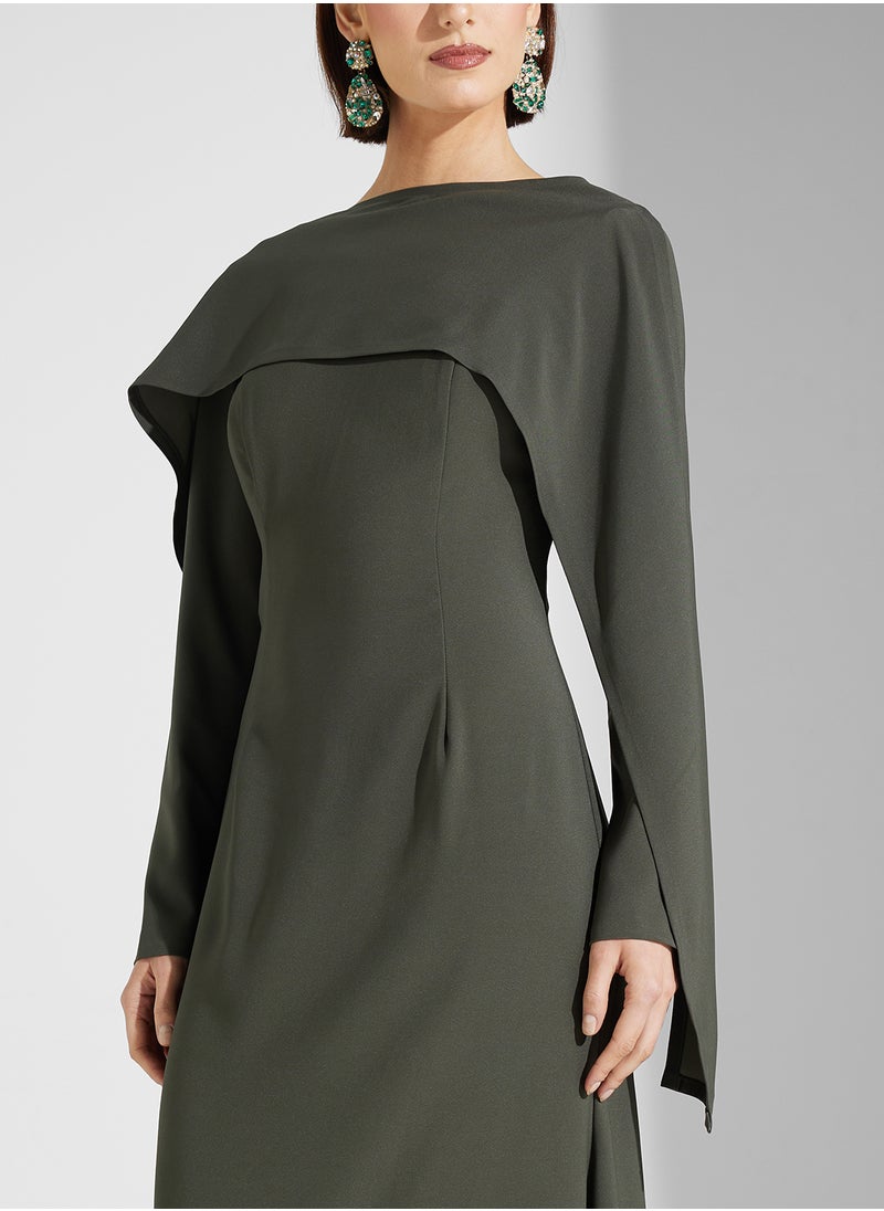 Iyra Boat Neck Layered Maxi Dress  - Image 3