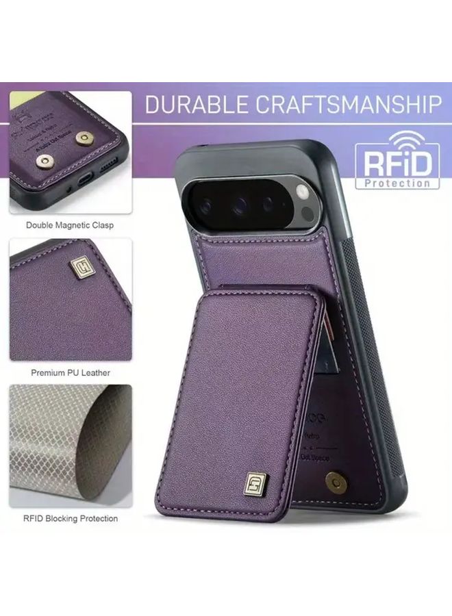 Crimson Full Body Card Slot Phone Case For Google Pixel 10 Pro Minimalist Solid Business Style Protective Cover - Image 5