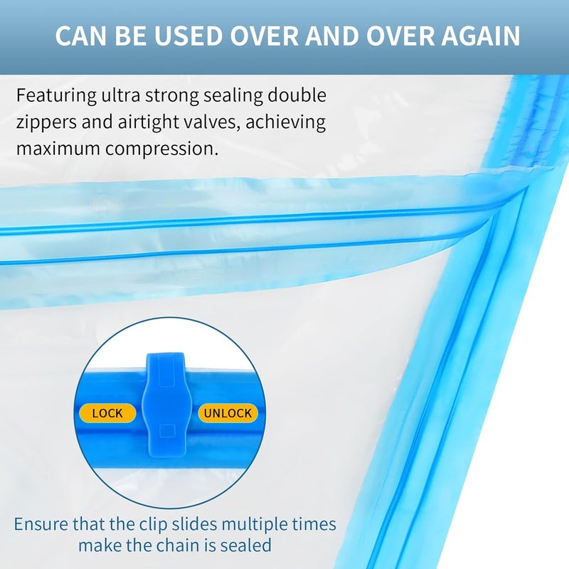 HOTBAG Large Vacuum Storage Bags with Electric Pump 10 Pack (5 Jumbo 5 Large Vacuum Sealer Bags Clothes) Seal Double Zip Space Saver Bag for Clothes,Blanket,Duvets, Pillows,Comforters,Travel,Moving - Image 5