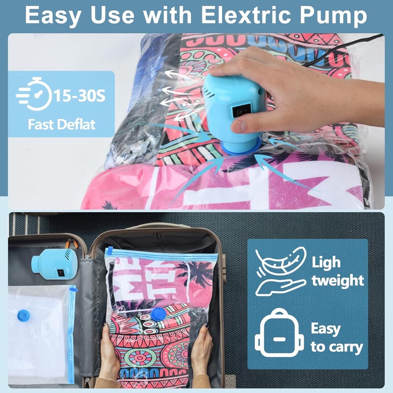 HOTBAG Large Vacuum Storage Bags with Electric Pump 10 Pack (5 Jumbo 5 Large Vacuum Sealer Bags Clothes) Seal Double Zip Space Saver Bag for Clothes,Blanket,Duvets, Pillows,Comforters,Travel,Moving - Image 3