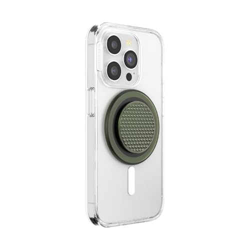 PopSockets Phone Grip for MagSafe with Kickstand, Magnetic Stand, Swappable Top, Secure Hold for iPhone MagSafe Cases, Phone & Tablet Grip - Triangle Knurl Olive - Image 2