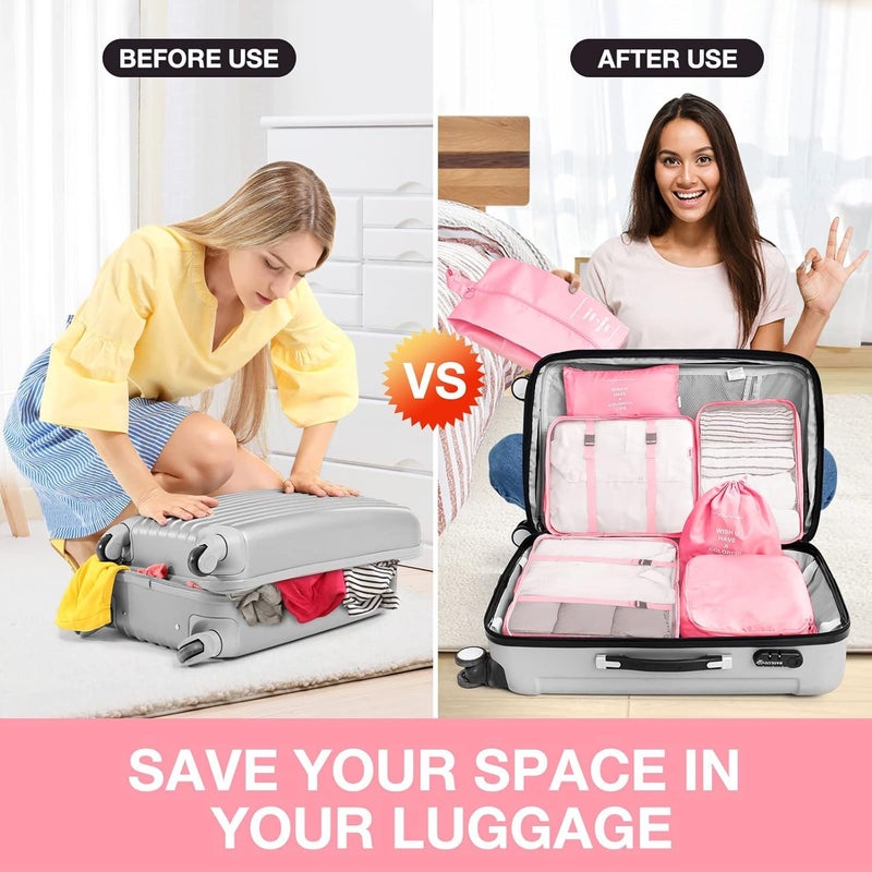 SPELLWISH Packing Cubes 7 Set Travel Organizer Cubes for Suitcases Lightweight Luggage Packing Orginzers for Travel Acessories (Pink) - Image 5