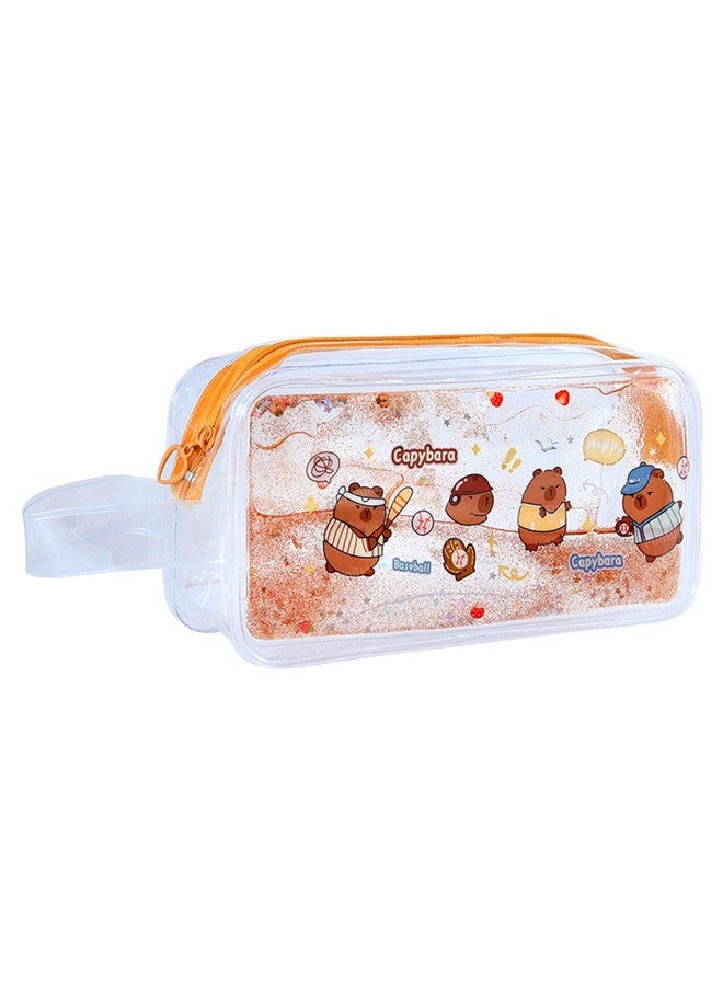 FunBlast Cute Kawaii PVC Pencil Bag, Transparent Pencil Pouch with Zipper Closure Portable Makeup Pouch, Cute Stationery Bag for Students Girls Adults Office - Random Design (Capybara) - Image 1