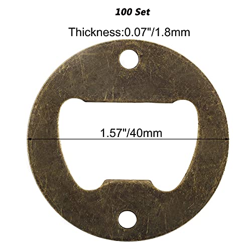 wonuu 100 Pack Stainless Steel Round Inset Bottle Opener Insets Kit, Bottle Opener Wall Mounted Hardware Parts DIY kit with 200 Screws - Image 2