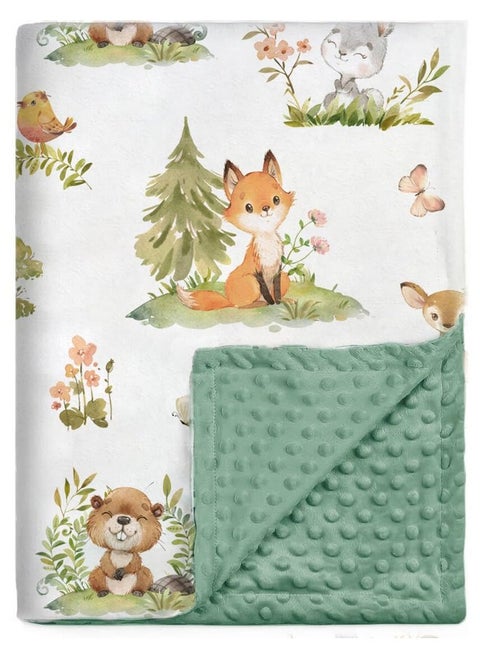 Baby Blanket For Boys Girls Super Soft Double Layer Minky With Dotted Backing, Lovely Woodland Animal Design Blanket For Toddler Newborn 30 X 40 Inch(75X100Cm)
