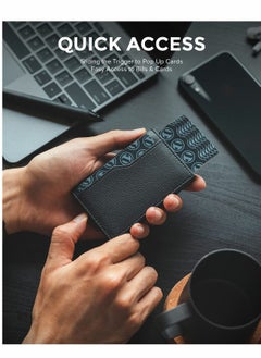 KASTWAVE Card Holder Wallet with Coin Pocket Magnetic Closure Pop Up Cards ID Window Slim Leather RFID Protection to 12 Case for Men  - Image 4