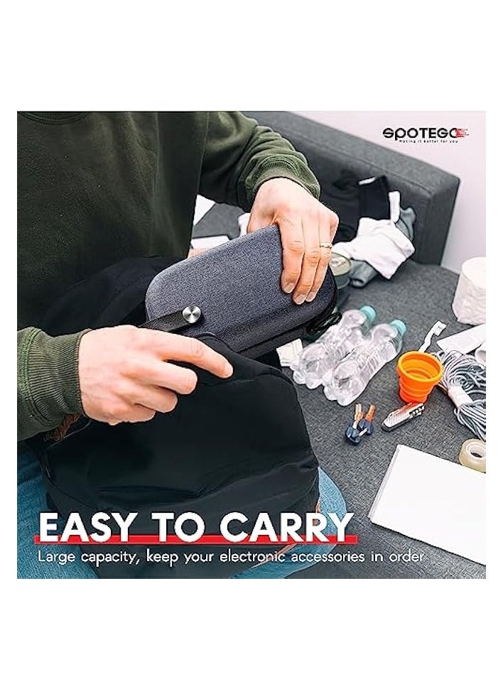 SPOTEGO Electronics Bag, Tech Accessories Case, Organizer Case for Travel Electronics, Water-Resistant Shockproof Organizer Pouch Compatible with Charger, Charging Cables, Flash Drive, Headphones (Grey)  - Image 5