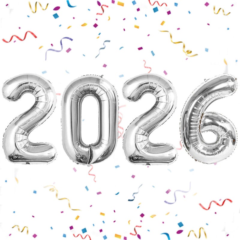 YOUDICT 16 Inch 2026 Balloons Silver Number Balloons 16 Inch New Years Balloons for 2026 New Years Graduation Decorations Home Office Decoration - Image 3