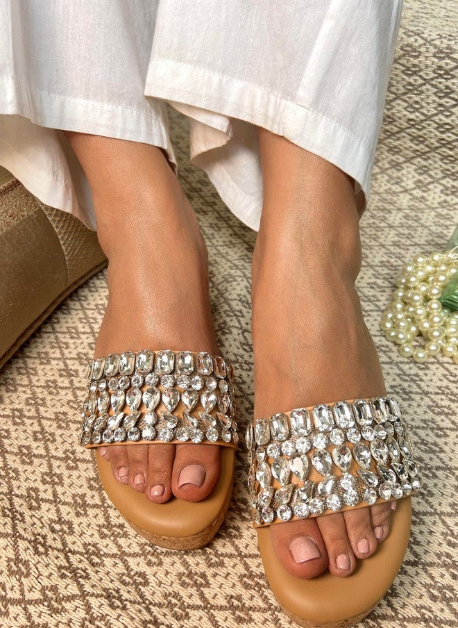 SANDAL STORIES Embellished PU Party Wedge Sandals with Open Toe Design - Image 2