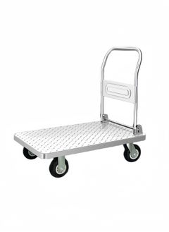 GGEROU Push Cart Dolly Cart Platform Hand Truck, 300kg Load Folding Platform Truck Luggage Cart Folding Flatbed Dolly with 360 Degree Swivel Wheels Foldable Push Hand Cart, 71*46cm Silver  - Image 1