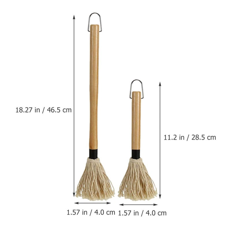 2 Pcs BBQ Oil Brush Set With Rubber Wood Handle For Grill Baking - Image 3