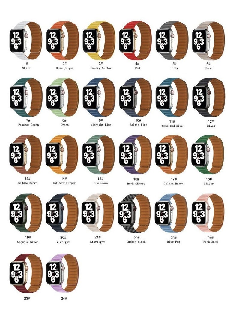 ELTRAZONE Compatible with Apple Watch Band 45mm,Genuine Leather Watch Strap Replacement for Apple Watch Series 7/ - Image 5