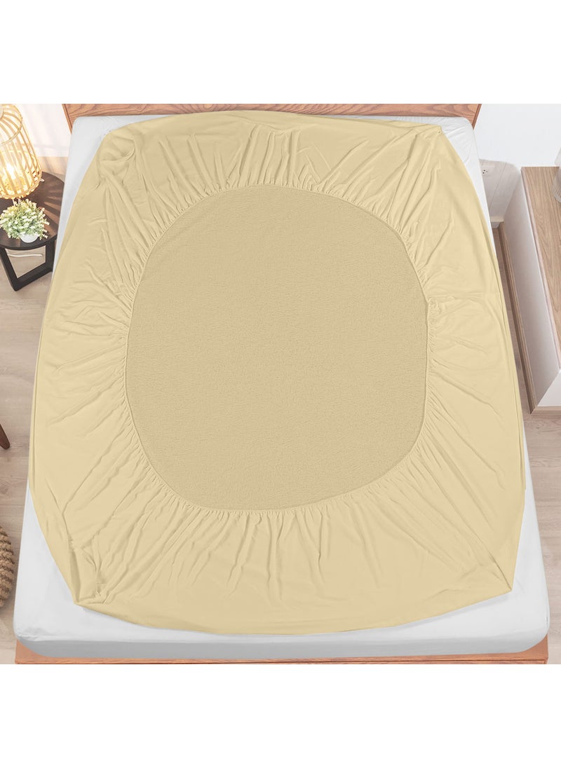 Utopia Bedding Utopia Bedding Waterproof Mattress Protector Full Size  Premium Terry Mattress Cover 200 GSM  Breathable  Fitted Style with Stretchable Pockets (Beige)  - Image 3
