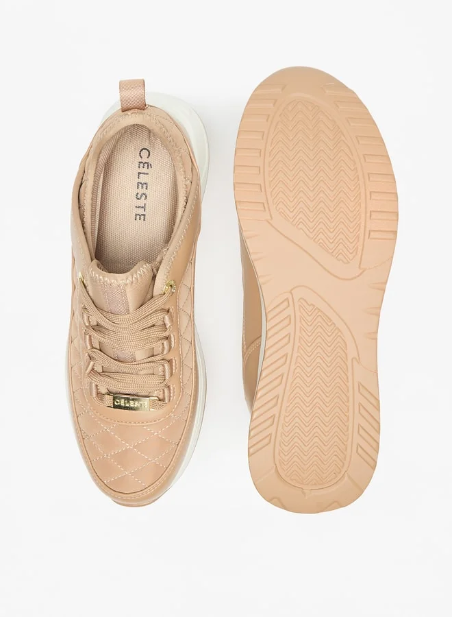 Celeste Women's Quilted Sneakers with Lace-Up Closure