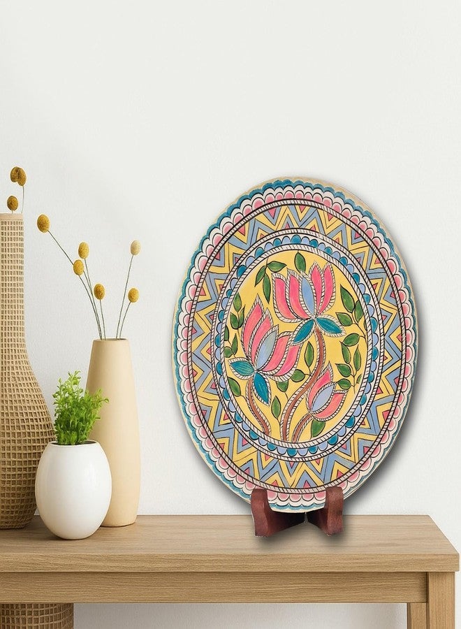 Devansh Pastel Pichwai Lotus Mandala Bloom Wall Plate (10 Inch) Finish Frame for Home Decoration, Living Room - Wall Art for Gift, Aesthetic Room Decor Items | Wall Hanging (Multi Floral) - Image 2