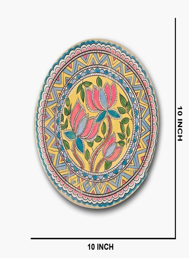 Devansh Pastel Pichwai Lotus Mandala Bloom Wall Plate (10 Inch) Finish Frame for Home Decoration, Living Room - Wall Art for Gift, Aesthetic Room Decor Items | Wall Hanging (Multi Floral) - Image 5