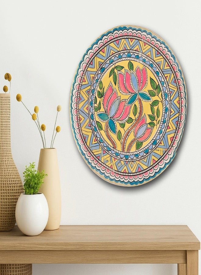 Devansh Pastel Pichwai Lotus Mandala Bloom Wall Plate (10 Inch) Finish Frame for Home Decoration, Living Room - Wall Art for Gift, Aesthetic Room Decor Items | Wall Hanging (Multi Floral) - Image 1