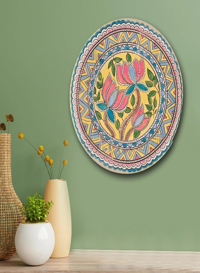 Devansh Pastel Pichwai Lotus Mandala Bloom Wall Plate (10 Inch) Finish Frame for Home Decoration, Living Room - Wall Art for Gift, Aesthetic Room Decor Items | Wall Hanging (Multi Floral) - Image 4