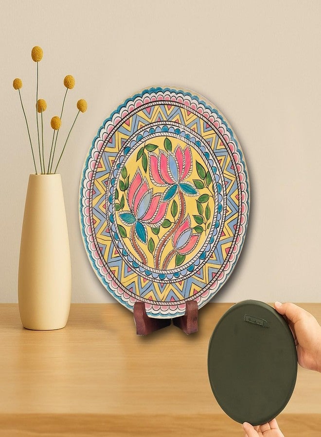 Devansh Pastel Pichwai Lotus Mandala Bloom Wall Plate (10 Inch) Finish Frame for Home Decoration, Living Room - Wall Art for Gift, Aesthetic Room Decor Items | Wall Hanging (Multi Floral) - Image 3