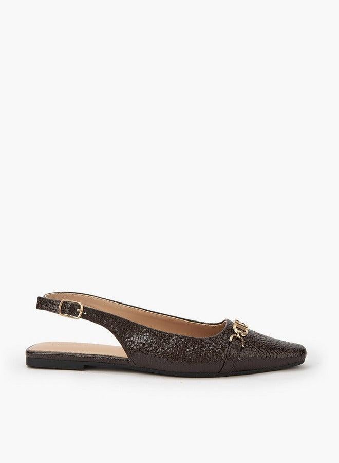 Flora Bella By Shoexpress Textured Chain Detail Sandals with Buckle Closure - Image 3