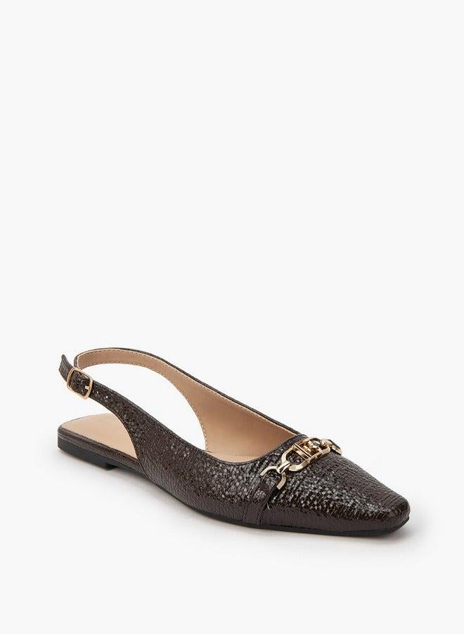 Flora Bella By Shoexpress Textured Chain Detail Sandals with Buckle Closure - Image 1