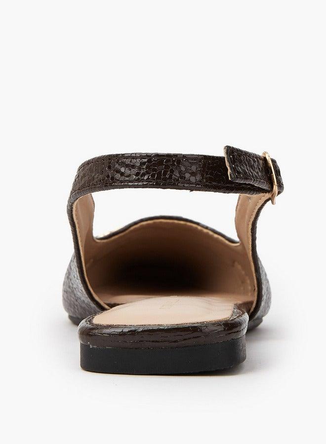 Flora Bella By Shoexpress Textured Chain Detail Sandals with Buckle Closure - Image 5