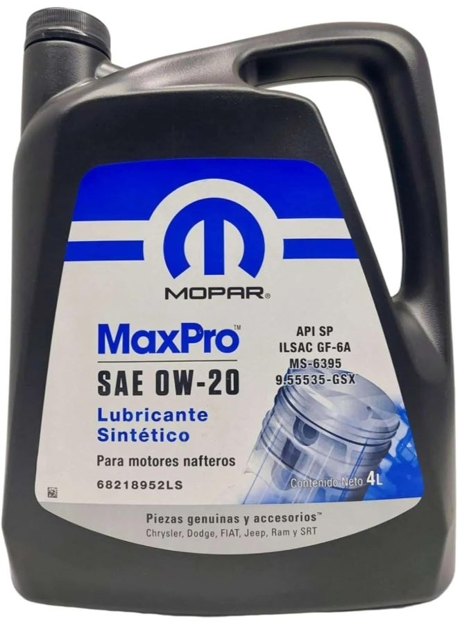 MOPAR MaxPro 0W-20 Synthetic Engine Oil - 4L - Image 1