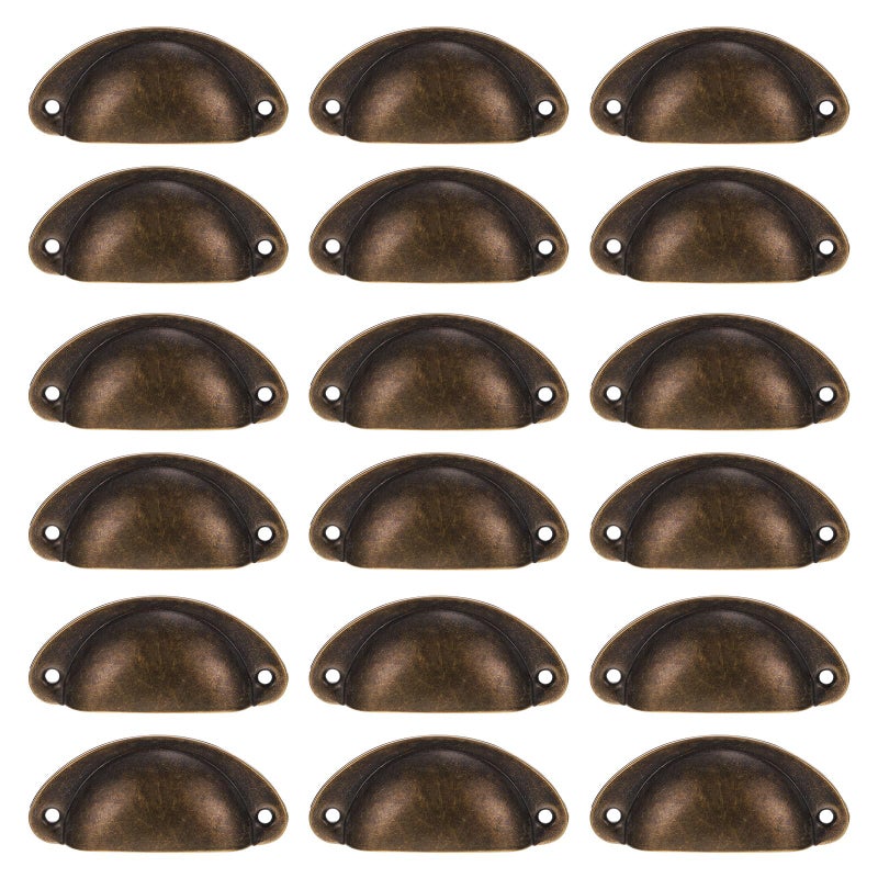 Vintage Semi Circular Shell Drawer Handles 8 1cm Antique Cabinet Pulls With Screws - Image 2