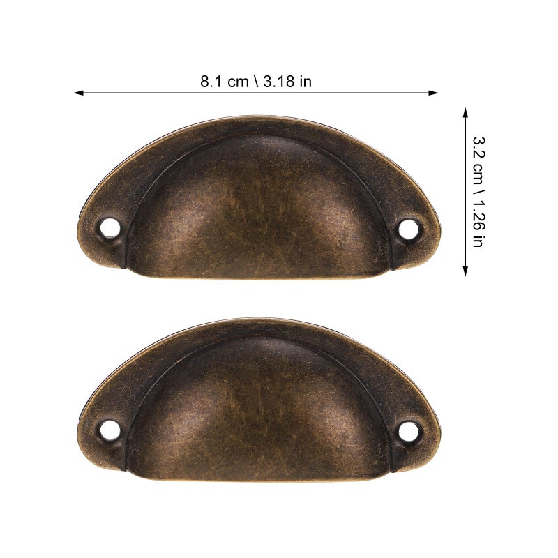 Vintage Semi Circular Shell Drawer Handles 8 1cm Antique Cabinet Pulls With Screws - Image 3