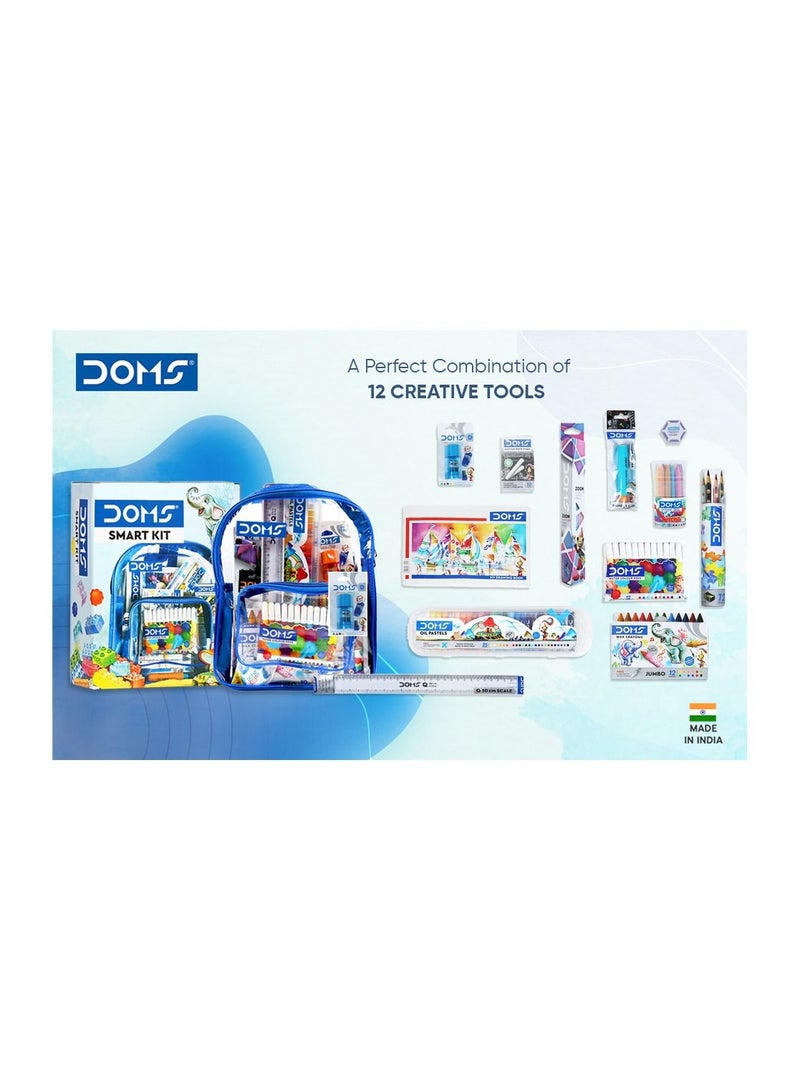 DOMS Smart Stationery 12 pcs Kit with Transparent Zipper Bag  - Image 2