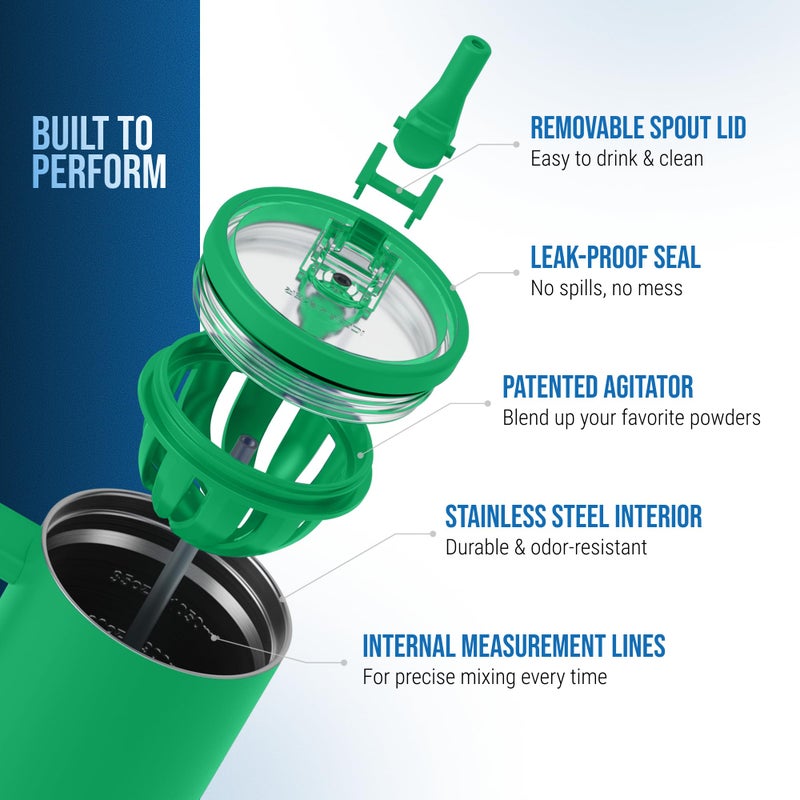 Ice Shaker 40 Oz Tumbler With Handle And Straw | 40Oz Green | Cold For 30+ Hours | 2-In-1 Tumbler Shaker Bottle | Odor-Free 40 Ounce Bottle For Water  Protein Shakes  Smoothies  Cocktails - Image 3