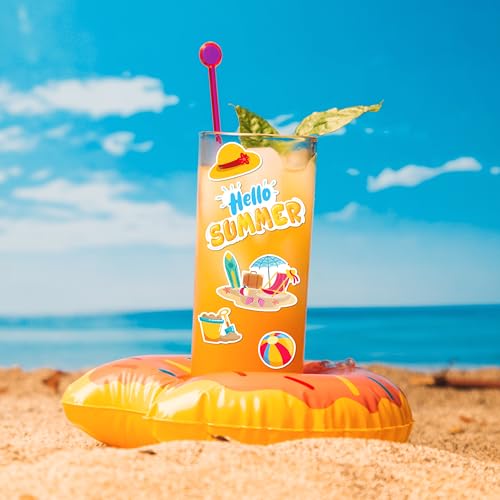 LINAYE 24 Sheets Summer Beach Stickers for Kids, 1400 PCS Beach Vinyl Waterproof Stickers for Scrapbooking,Water Bottles,Envelopes,Laptop, Hawaii Tropical Stickers for Summer Party for Boys Girls - Image 3