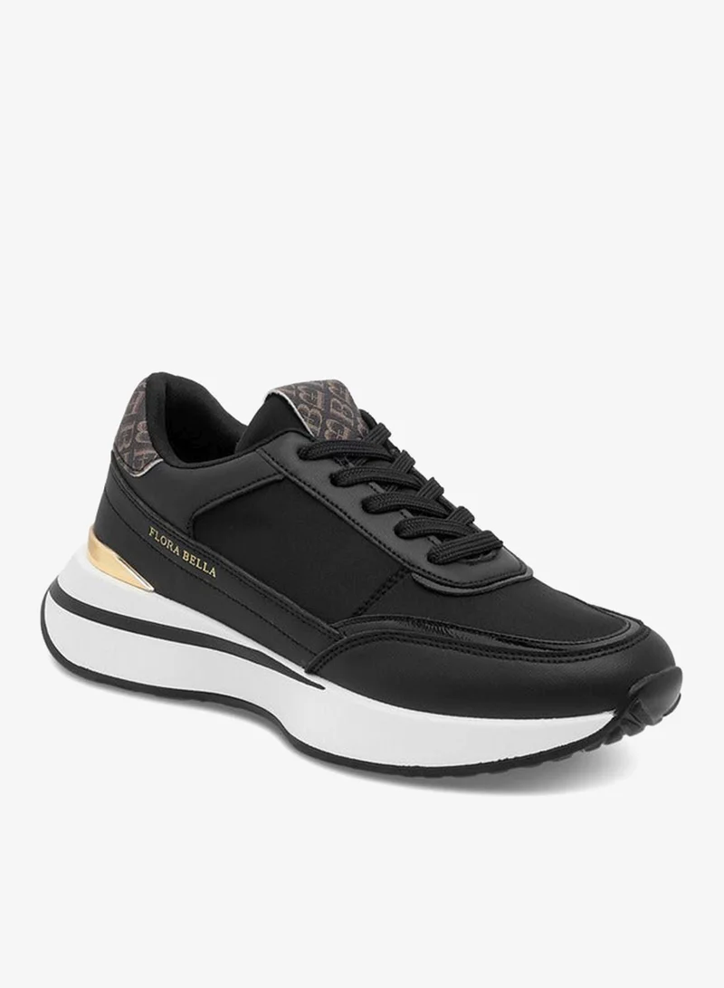 Women's Monogram Print Sneakers with Lace-Up Closure