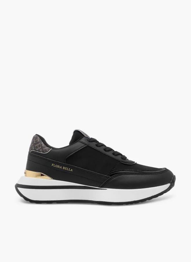 Women's Monogram Print Sneakers with Lace-Up Closure
