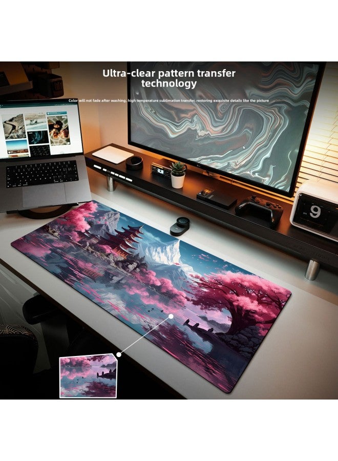 Mouse Pad Super Large Scenery Computer Keyboard Pad Peach Blossom Mouse Pad Game Men's And Women's E-sports Special Computer Table Pad-Color:300*700*3-Pattern:10  - Image 4