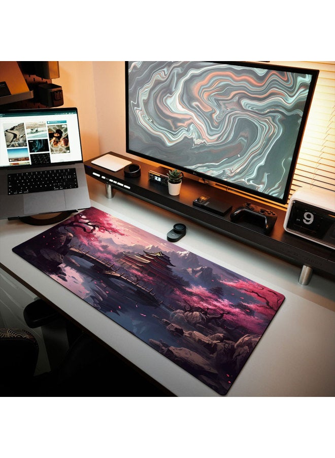 Mouse Pad Super Large Scenery Computer Keyboard Pad Peach Blossom Mouse Pad Game Men's And Women's E-sports Special Computer Table Pad-Color:300*700*3-Pattern:10  - Image 1