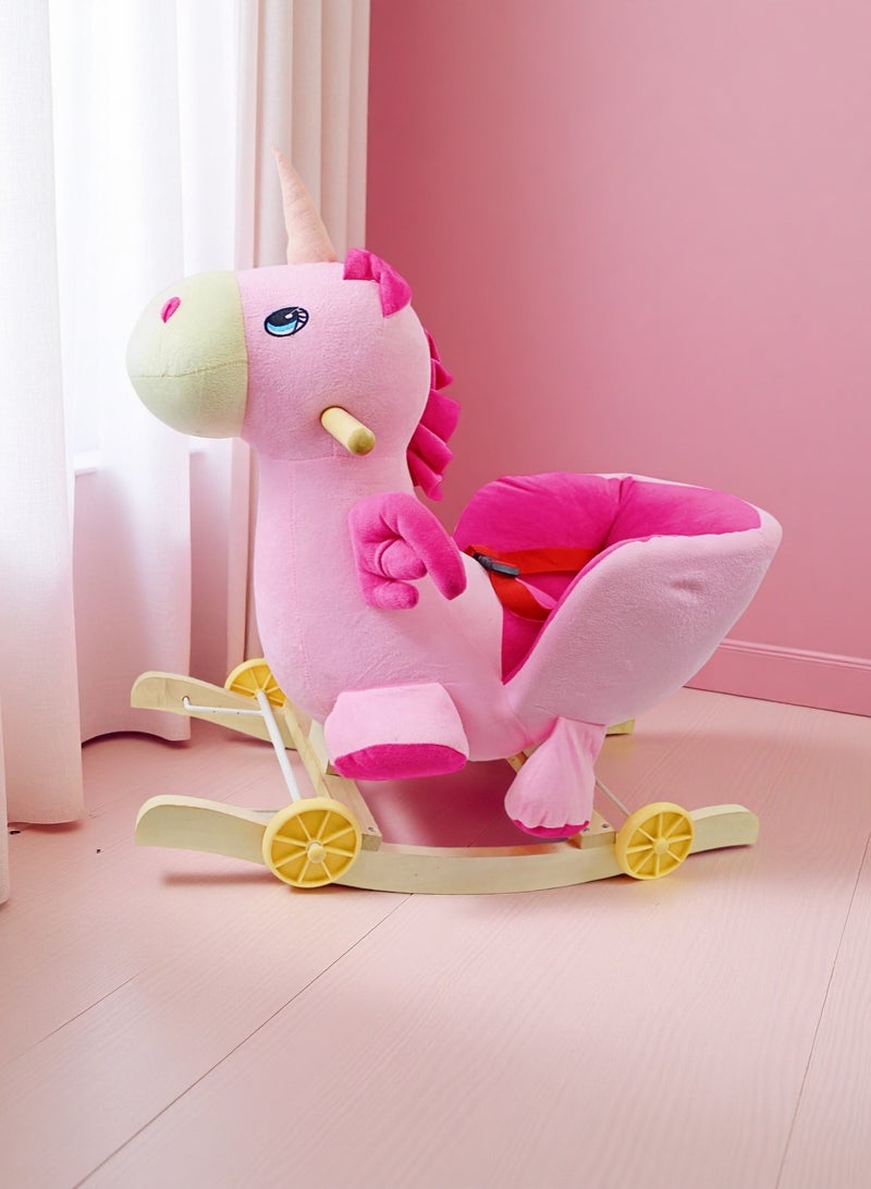 Ride-On Rocking Horse Plush Rocking Horse with Wheels for Kids 2 in 1 Rocker & Ride-On Slider Toy for Toddlers - Image 5