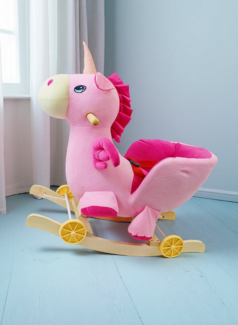 Ride-On Rocking Horse Plush Rocking Horse with Wheels for Kids 2 in 1 Rocker & Ride-On Slider Toy for Toddlers - Image 4
