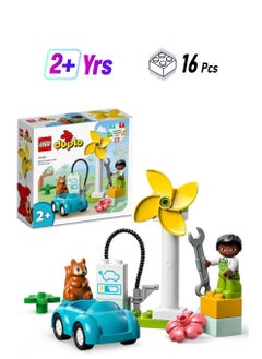 LEGO LEGO Duplo Wind Turbine And Electric Car 10985 Learning and Education Toys Set; Building Blocks Toy for Toddlers (16 Pieces)  - Image 1