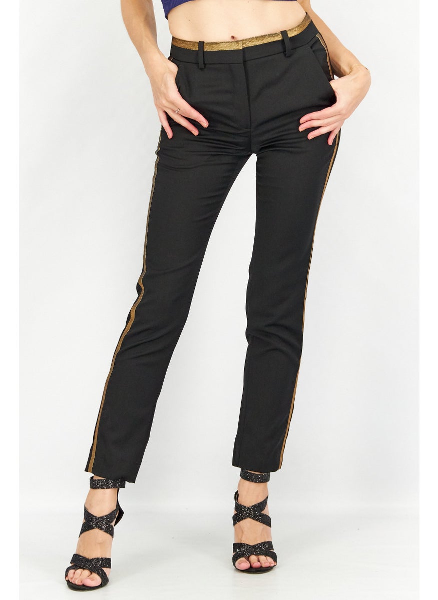 Women Straight Leg Textured Casual Pants, Black - pzsku/Z814348DFE7CA31ADC17BZ/45/_/1737641922/c12129cc-6968-407a-9b64-2e5b285863d7