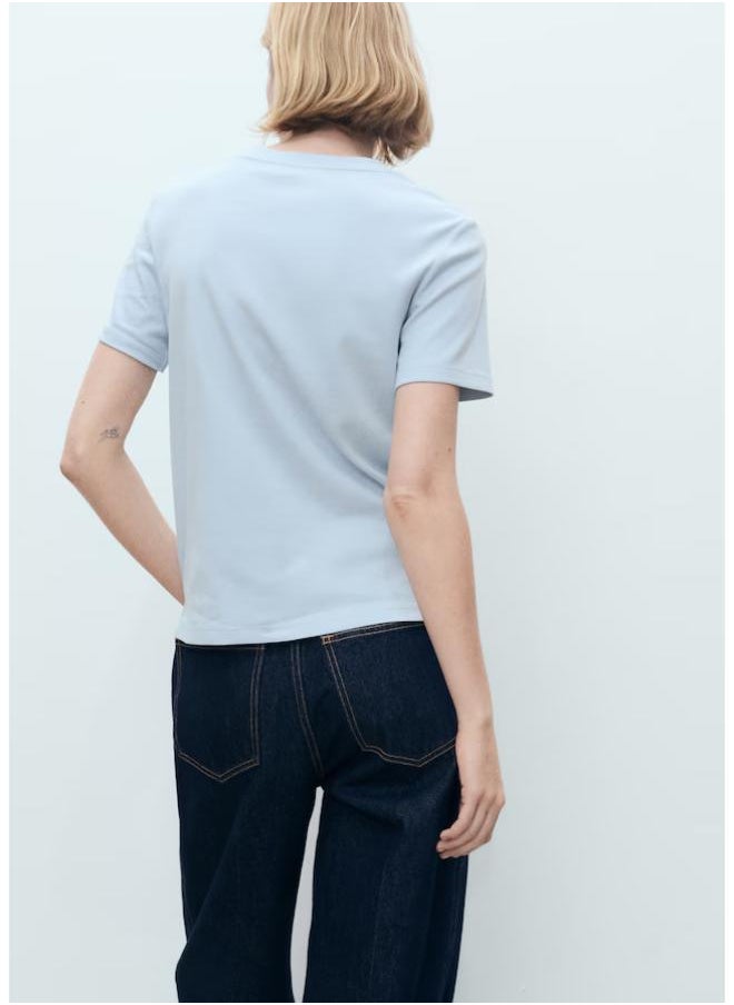 MANGO - Short-Sleeved Cotton T-Shirt - Image 1